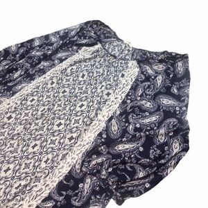 Siren Lily Top Blouse women Size 1X Blue Paisly Lace Short sleeve light weight
